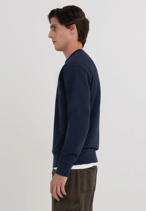 Replay - Organic cotton sweatshirt with print - blue