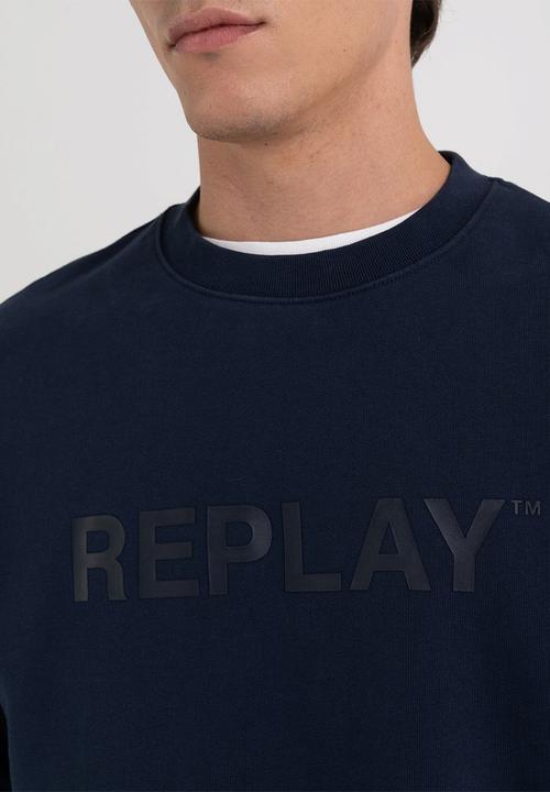 Replay - Organic cotton sweatshirt with print - blue