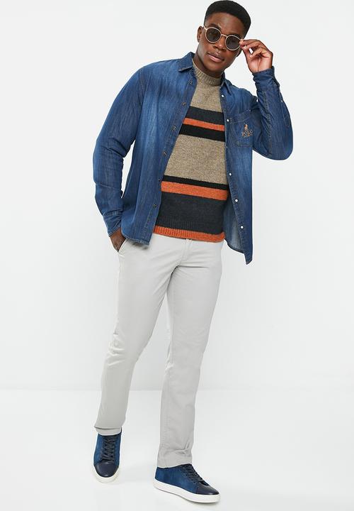 POLO - Mens milan straight leg chino - grey