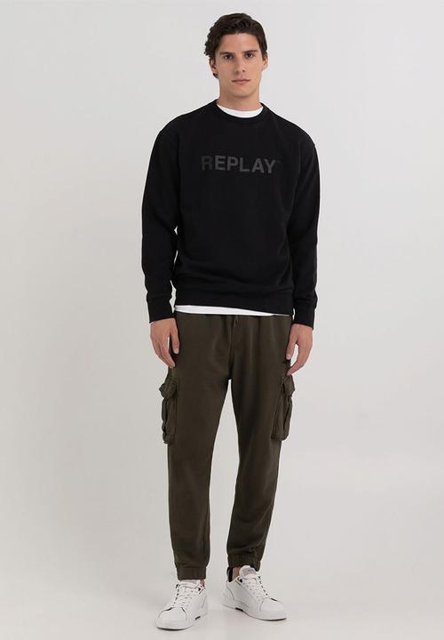 Replay - Organic cotton sweatshirt with print - black