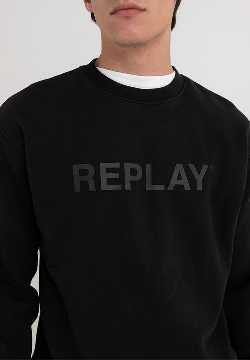 Replay - Organic cotton sweatshirt with print - black