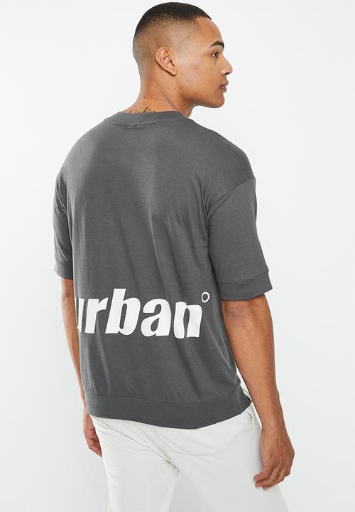 urban° - Mens urban printed oversized tee short sleeve - charcoal