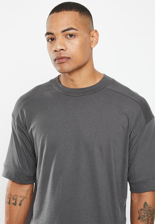 urban° - Mens urban printed oversized tee short sleeve - charcoal