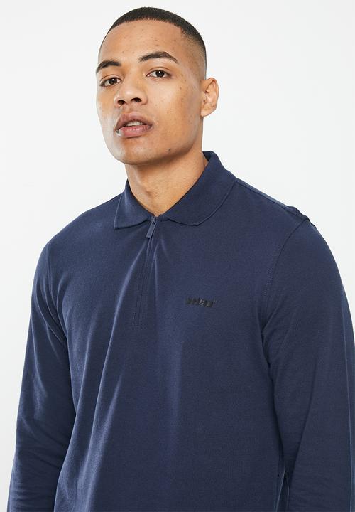 urban° - Mens urban core long sleeve golfer - navy