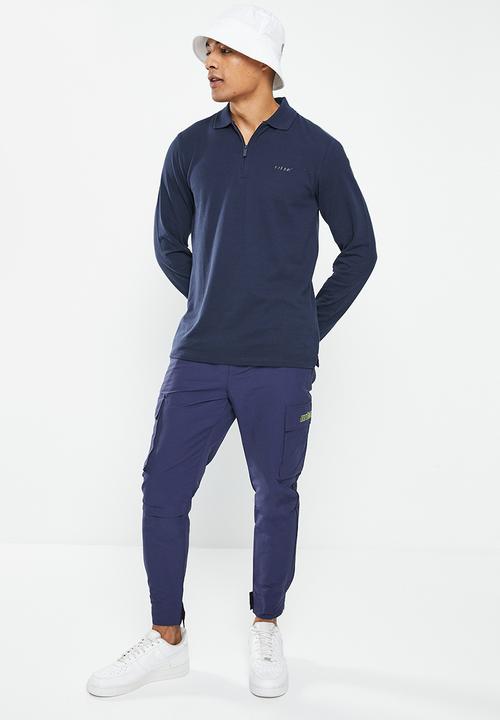 urban° - Mens urban core long sleeve golfer - navy