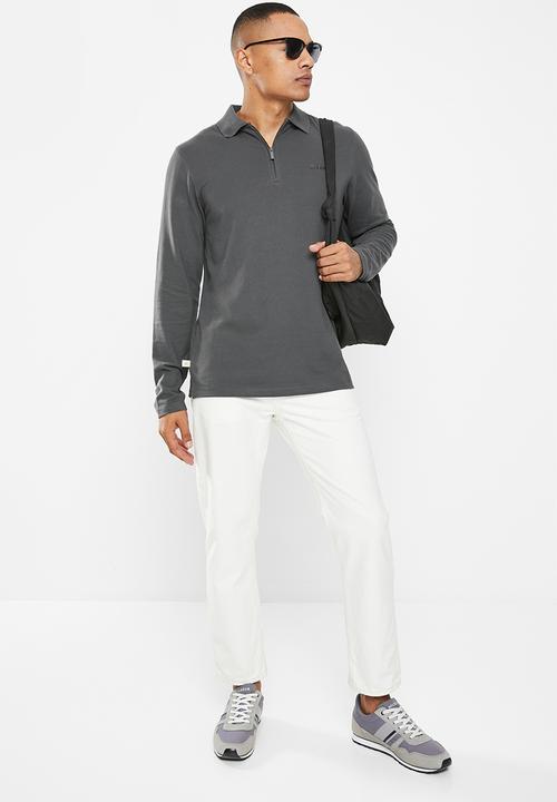 urban° - Mens urban core long sleeve golfer - charcoal