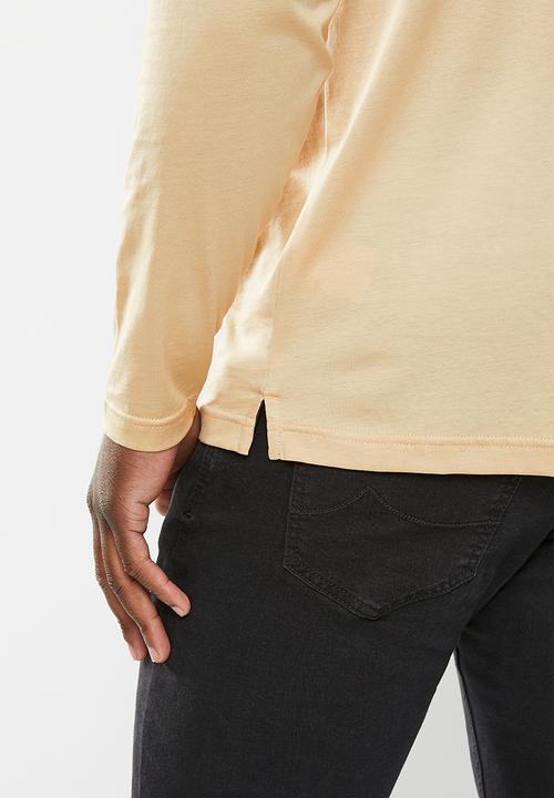 Pierre Cardin - Mercerised  200 long sleeve golfer - stone