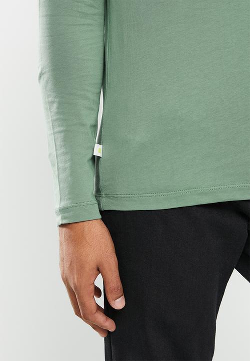 urban° - Mens urban core long sleeve tee henley - dark forest