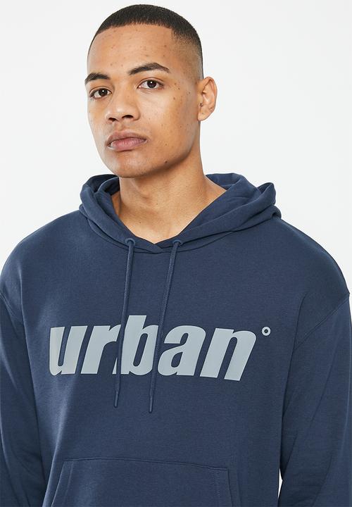 urban° - Mens urban core fleece sweat pull over hoodie - navy