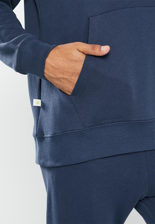 urban° - Mens urban core fleece sweat pull over hoodie - navy