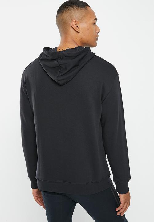 urban° - Mens urban core fleece sweat pull over hoodie - black