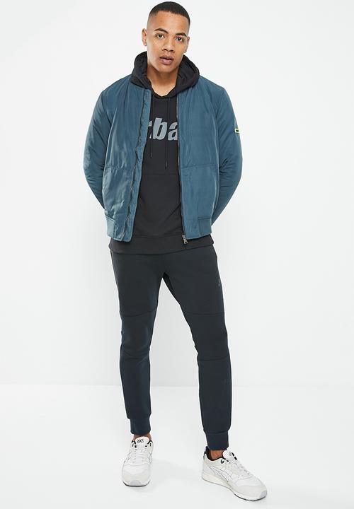 urban° - Mens urban core fleece sweat pull over hoodie - black