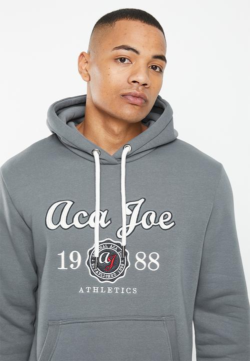 Aca Joe - Mens aca joe brushed fleece pull over hoody - dark grey