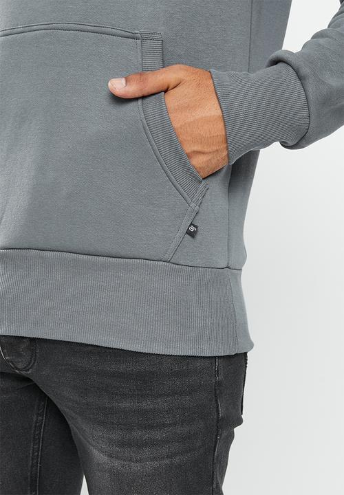 Aca Joe - Mens aca joe brushed fleece pull over hoody - dark grey