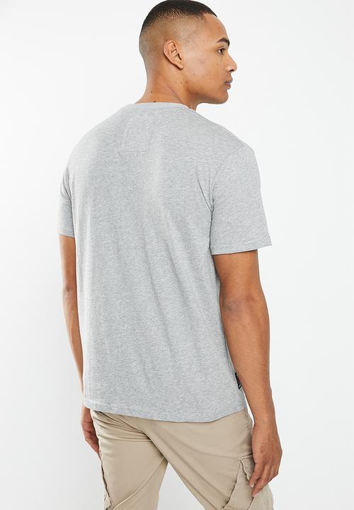 Aca Joe - Mens embroidered crew tee short sleeve - grey melange