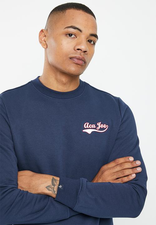 Aca Joe - Mens aca joe logo pull over sweater - dress blue