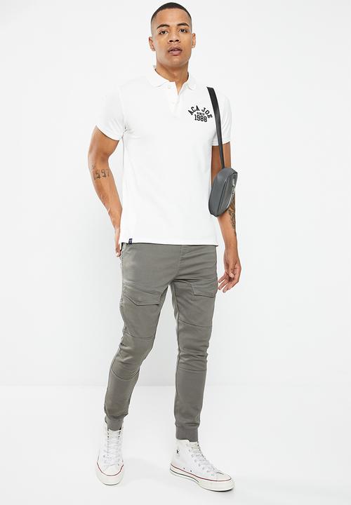 Aca Joe - Mens aca joe big embroidered golfer - white