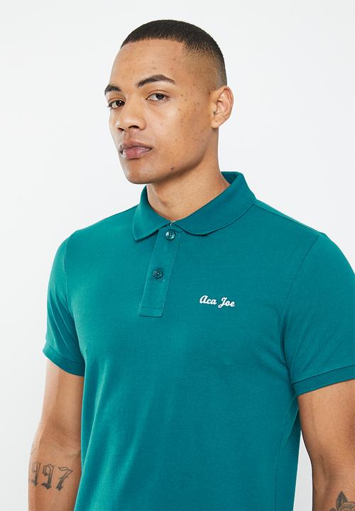 Aca Joe - Mens aca joe logo embroidered golfer plain - teal