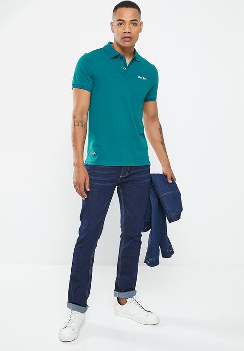 Aca Joe - Mens aca joe logo embroidered golfer plain - teal