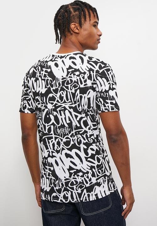 STYLE REPUBLIC - Aop crew neck tee - black & white