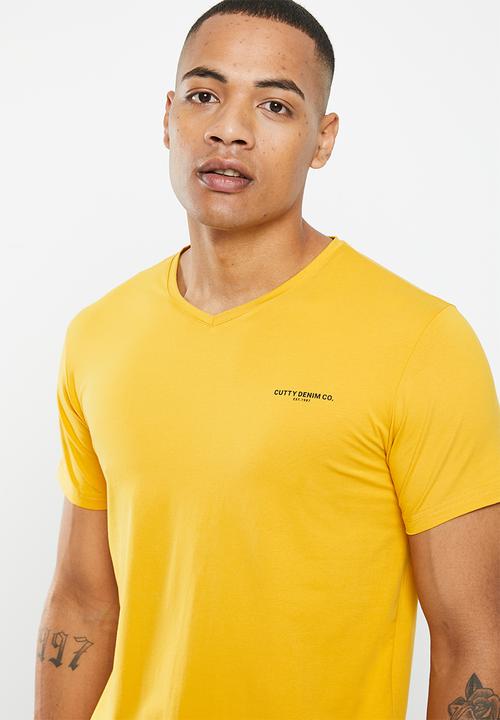 Cutty - Spice basic vneck T-shirt - mustard