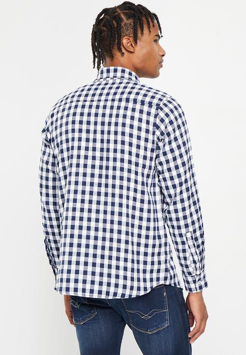 Rip Curl - Check mate woven long sleeve shirt - white & navy