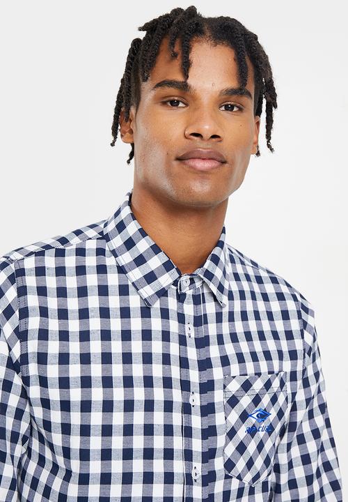 Rip Curl - Check mate woven long sleeve shirt - white & navy