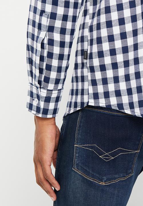 Rip Curl - Check mate woven long sleeve shirt - white & navy