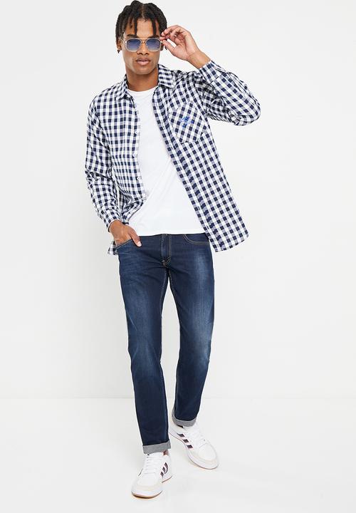 Rip Curl - Check mate woven long sleeve shirt - white & navy