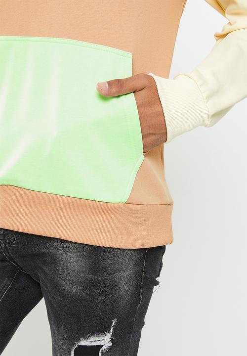 Cutty - Luca hooded block  sweatshirt - taupe