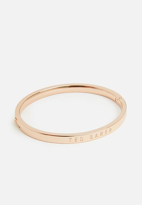 Ted Baker - Sst rose-gold case pink sunray dial with crystals at quarters bangle bracelet