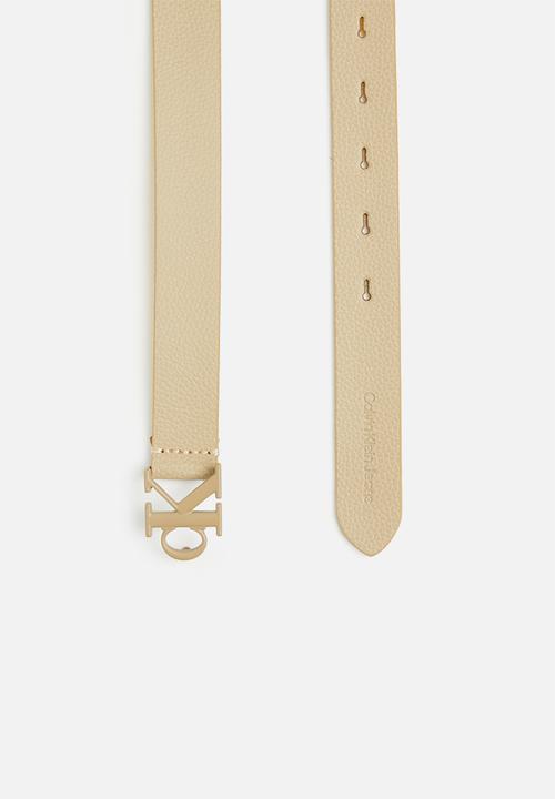 Calvin Klein - Mono hardware leather belt 25mm - travertine