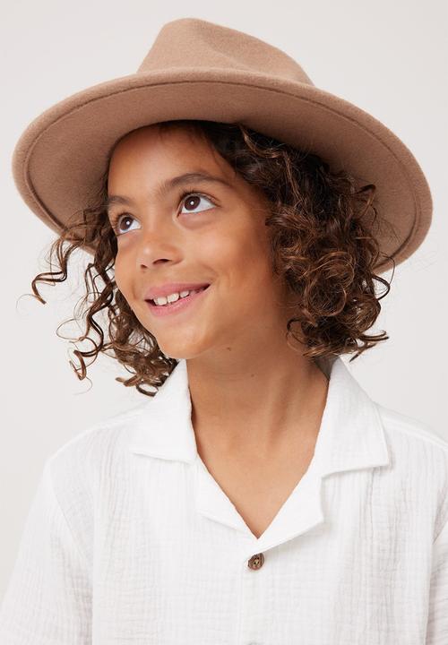Cotton On - Kids wide brim hat - taupy brown/ties