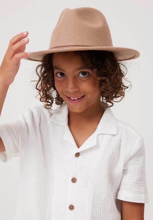 Cotton On - Kids wide brim hat - taupy brown/ties