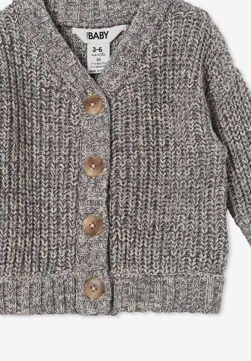 Cotton On - Connie drop shoulder cardigan - rabbit grey multi yarn