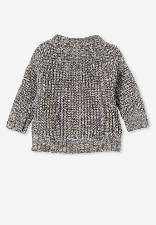Cotton On - Connie drop shoulder cardigan - rabbit grey multi yarn