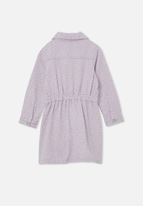 Cotton On - Harlow denim dress - lilac drop ditsy 