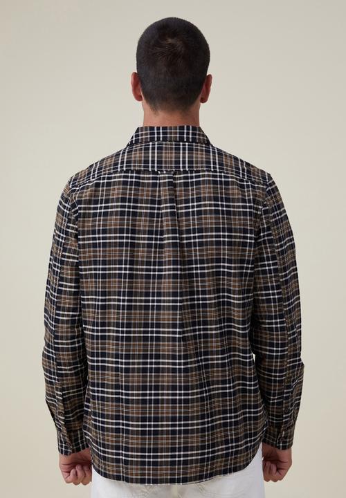 Cotton On - Brooklyn long sleeve shirt - black oxford check