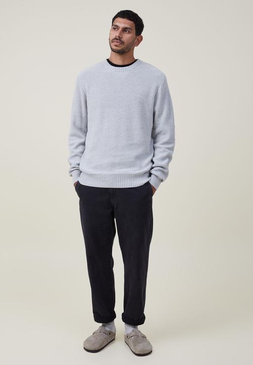 Cotton On - Crew knit - light grey marle waffle