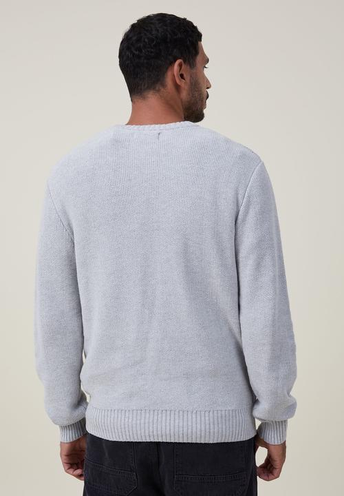 Cotton On - Crew knit - light grey marle waffle