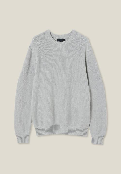 Cotton On - Crew knit - light grey marle waffle