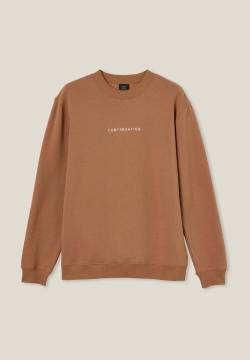 Cotton On - Graphic crew fleece - burnt almond/continuation