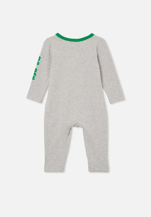 Cotton On - The long sleeve ringer romper - lcn mrm cloud marle/mr. men stacks