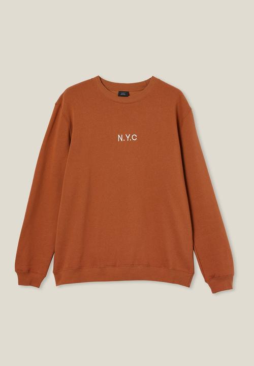 Cotton On - Graphic crew fleece - terracotta/nyc