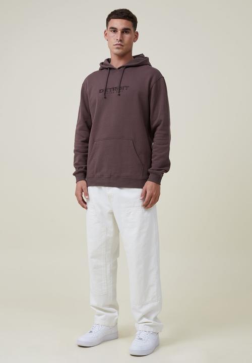 Cotton On - Graphic fleece pullover - washed chocolate/motor city