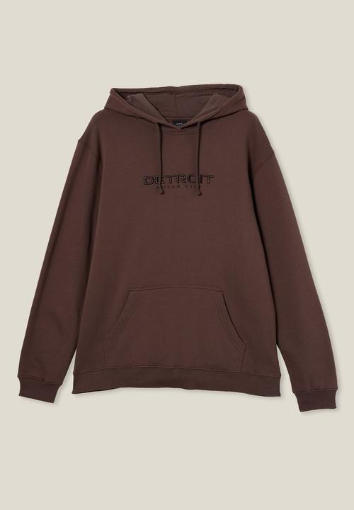 Cotton On - Graphic fleece pullover - washed chocolate/motor city