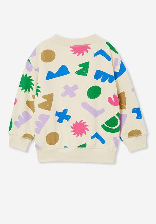 Cotton On - Unisex organic dusty fleece crew - vanilla/cut it out