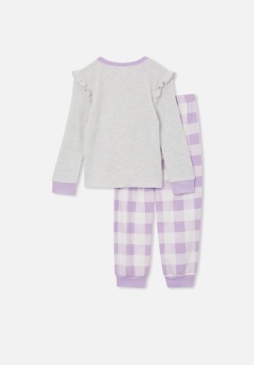 Cotton On - Willow long sleeve flutter pyjama set drw - snow marle/mama’s girl