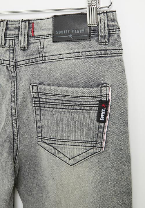 SOVIET - Boys fashion skinny denim - grey marble