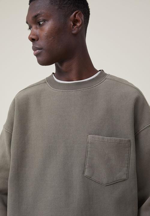 Cotton On - Oversized crew sweater - jungle khaki